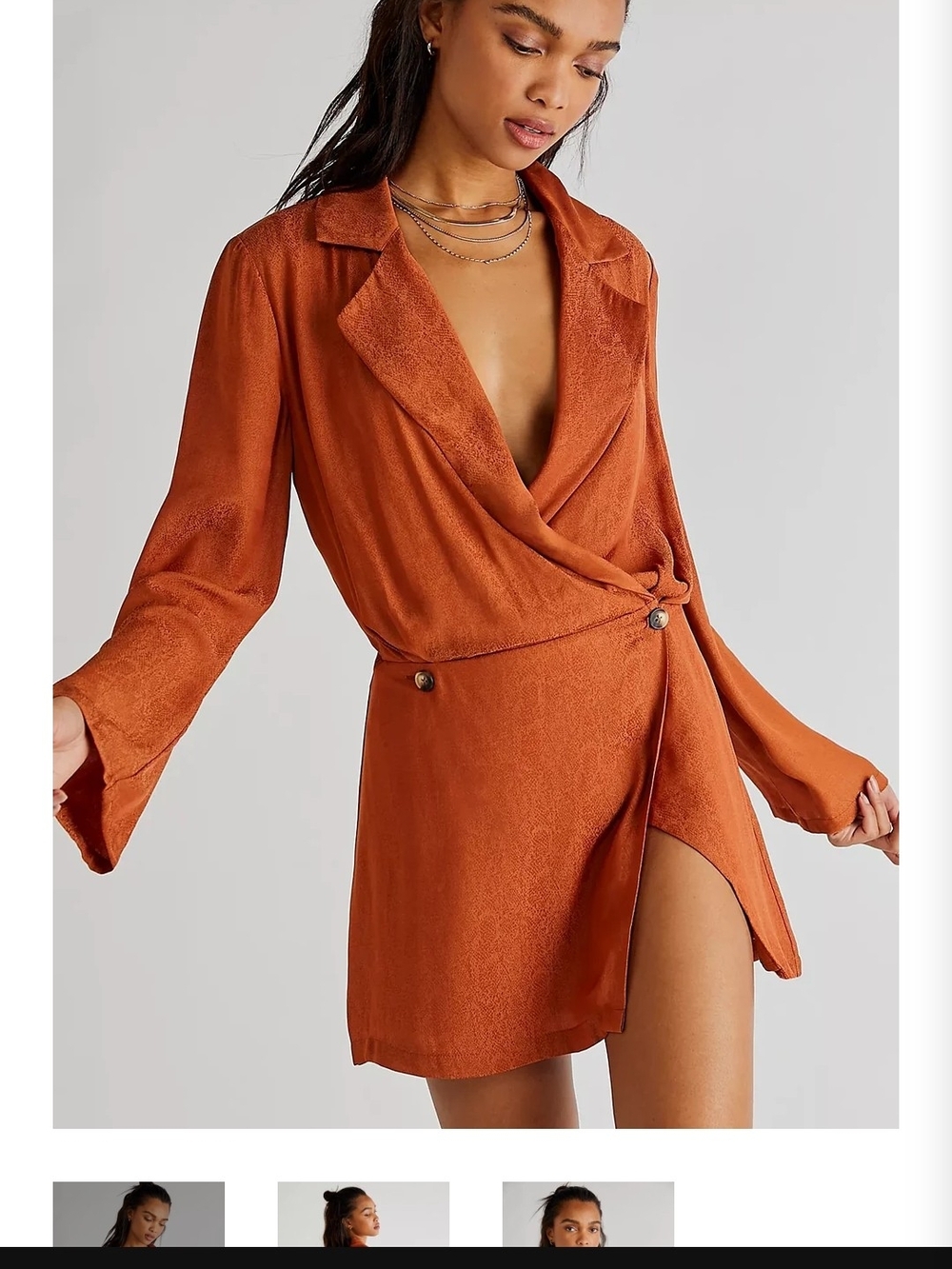 Free People Rust Orange Wrap Mini Dress